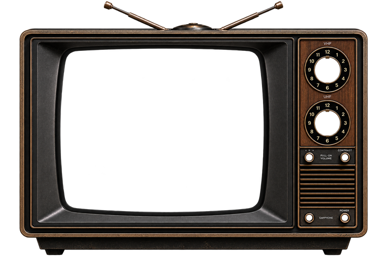 A wood-cased television from the 1970s.